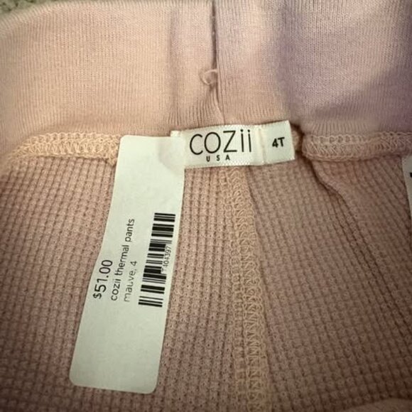 Cozii Kids Thermal Pants 4T Mauve Pink Waffle Knit NWT - Picture 2 of 3